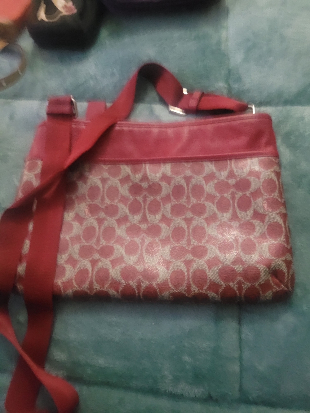 Coach Signature Crossbody Bag in Deep Red